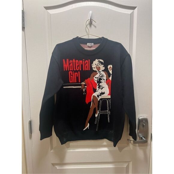 KLUBBFOR MATERIAL GIRL KNIT SWEATSHIRT BLACK vintage size S - Picture 2 of 4
